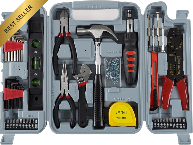 Household Hand Tools, 130 Piece Tool Set By, Set Includes – Hammer, Wrench Set,