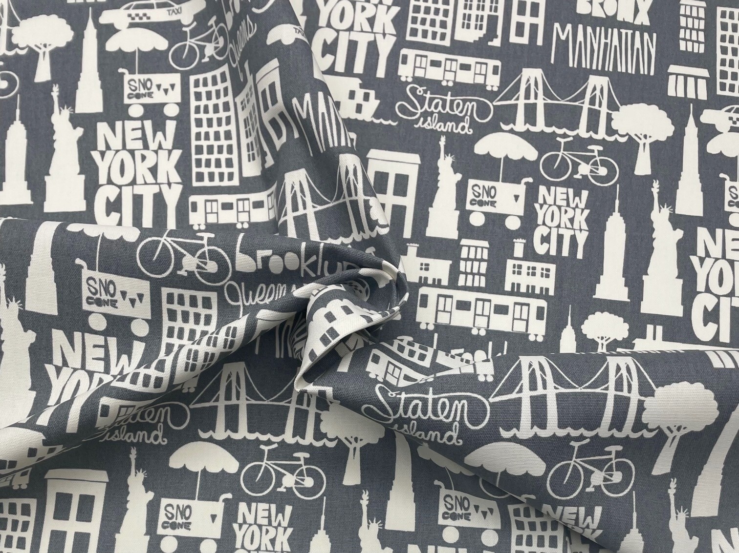 P KAUFMANN EAST COAST NEW YORK CITY GRAY TOILE 100% COTTON FABRIC BY YARD 54"W