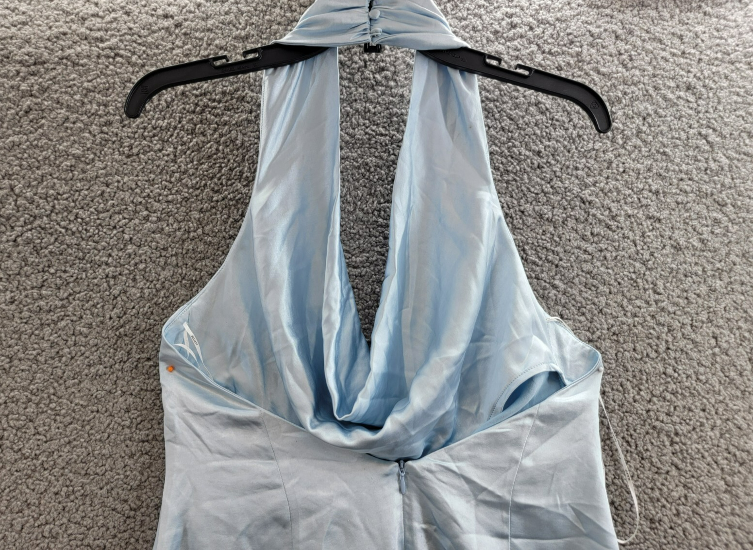 Elliatt Miami Cowl Neck Mini Dress Women's M Light Blue Solid Button Zip Closure - Picture 10 of 17