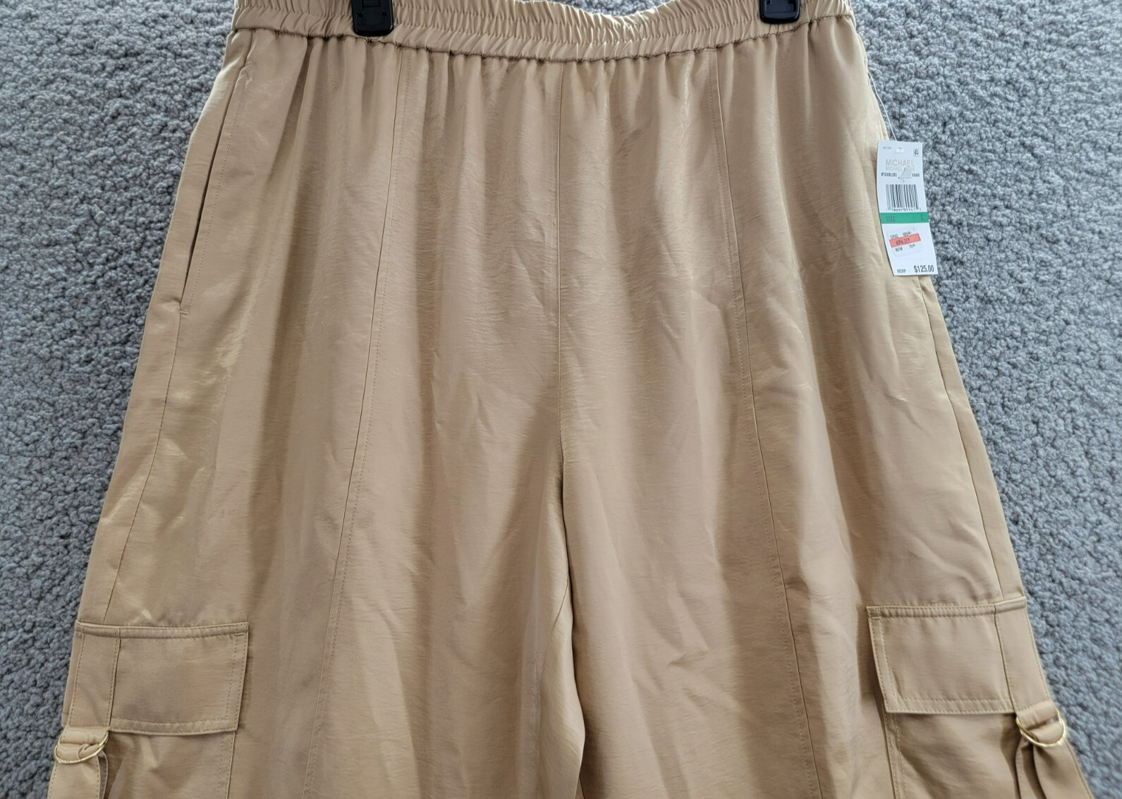 MICHAEL Michael Kors Utility Pull-On Pants Women's L Khaki Solid Elastic Waist - Picture 3 of 18