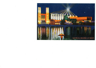 Electrical Building at Night, Chicago, IL Reprod. Large Postcard