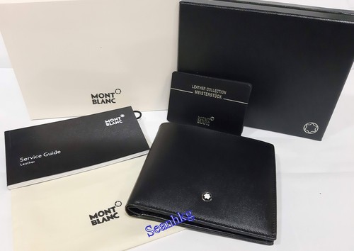 Pre-owned Montblanc Meisterstück Wallet 4cc Flap Coin Case Black Leather Authentic 7164