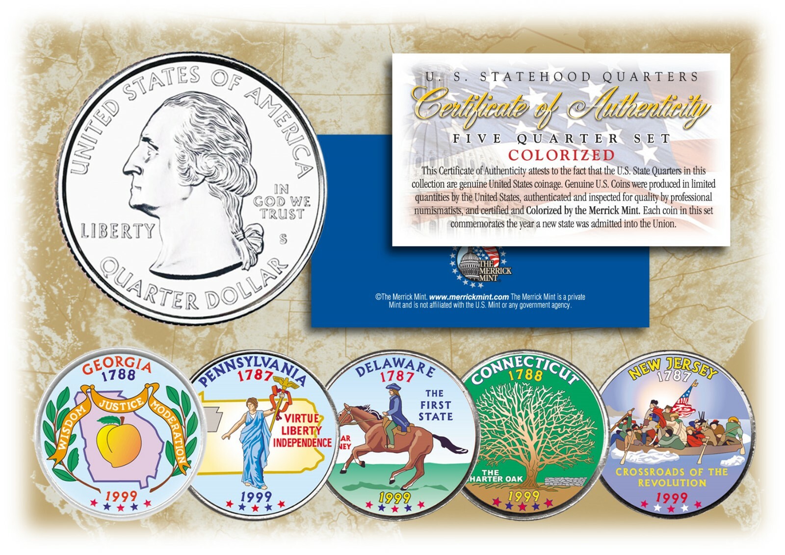 1999 グレート・モス MINT psa9 1999 COLORIZED US MINT STATE QUARTERS * Complete Set of 5