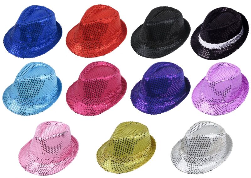 Sequined Fedora Party Hat New