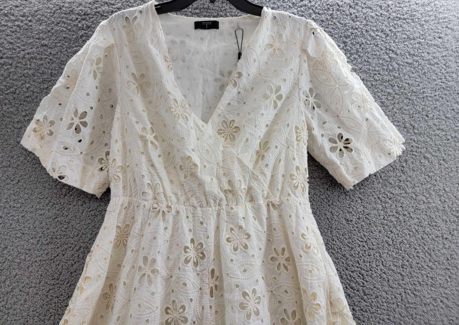 T Tahari Floral Embroidered Eyelet Fit & Flare Dress Women's 10 Vintage Floral - Picture 3 of 16