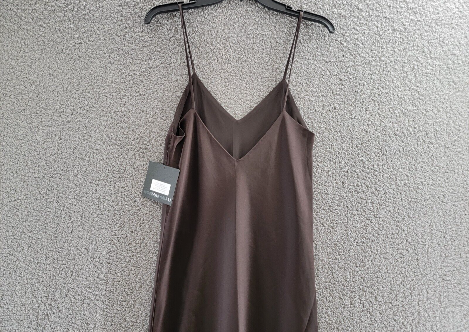 Norma Kamali Satin Bias Cut Midi Slip Dress Women's S/36 Chocolate Sleeveless - Picture 10 of 16