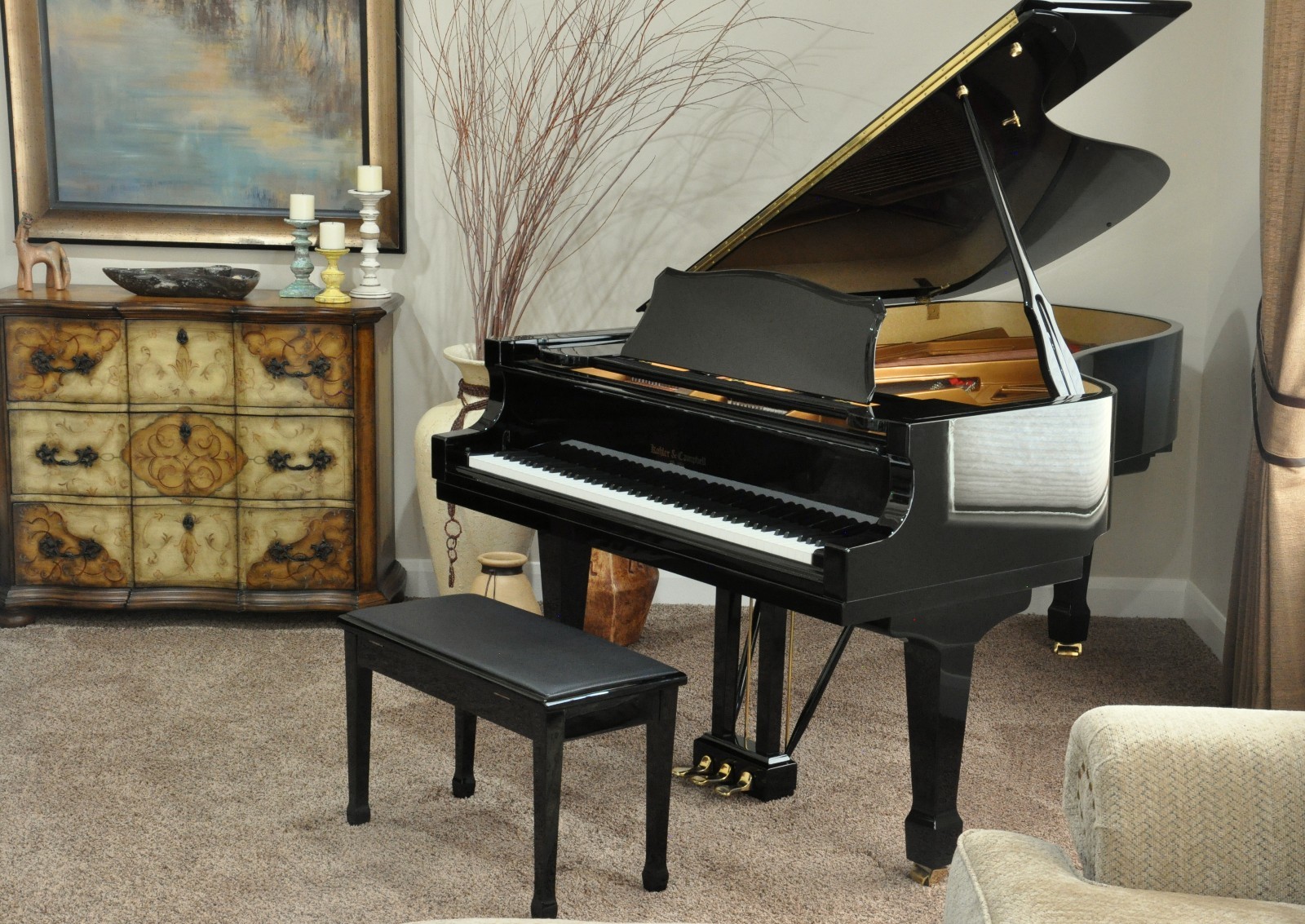 new-in-2017 KOHLER & CAMPBELL, grand piano, Yamaha C6 bench style