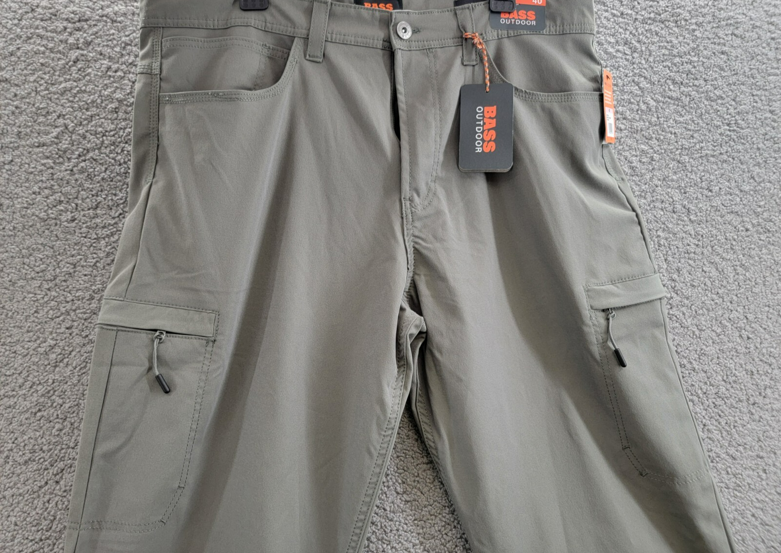 BASS OUTDOOR Essential Tech Cargo Pants Men's 40 Castor Gray Button Zip Closure - Picture 3 of 18