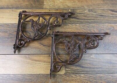 9/",B-24 Hummingbird Shelf Brackets Cast Iron Country Cottage Shelf Brackets