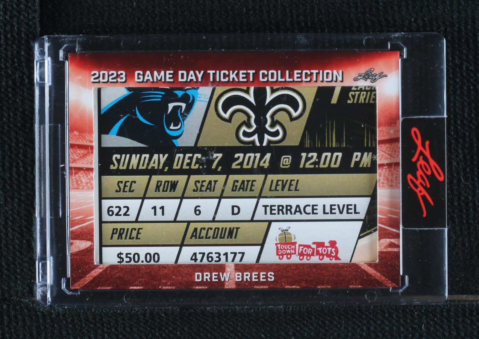 2023 Leaf Game Day Ticket Collection Drew Brees #TC-4