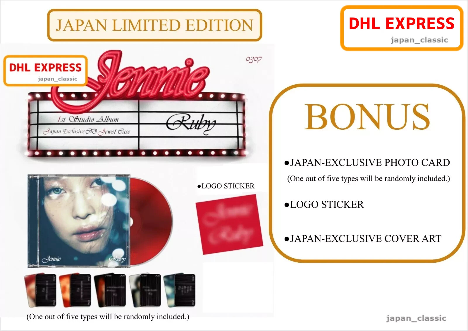JENNIE BLACKPINK Ruby JAPAN LIMITED EDITION CD + PHOTO CARD
