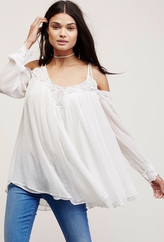 Шифоновая туника с открытыми плечами и жатой вышивкой Rare Free People Farrah SL