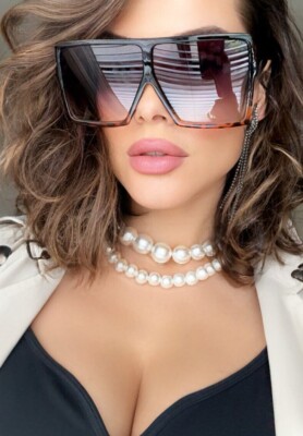 XXL OVERSIZED "BETTY" Lauren Women Sunglasses Flat Square Shadz GAFAS FASHION @