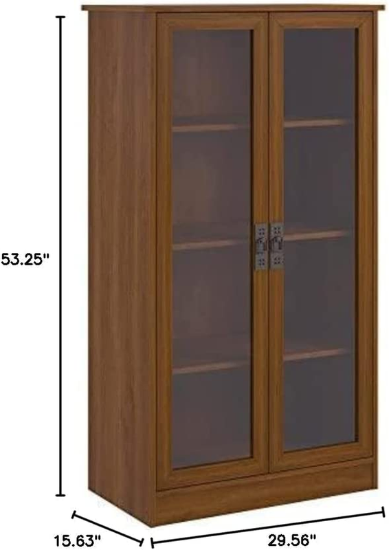 Ameriwood Home Quinton Point 4 Shelves Bookcase with Glass Doors, Inspire Cherry