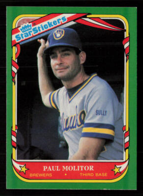 1987 Fleer Star Stickers Paul Molitor #78 Milwaukee Brewers Baseball Card