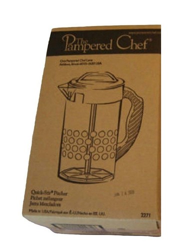 NEW PAMPERED CHEF 2 QT QUICK-STIR PITCHER FROSTED DOTS CLEAR #2272-INSTRUCTIONS