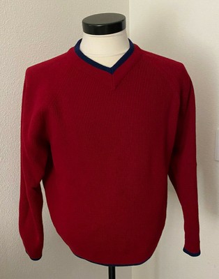 Vintage 100% Wool Strick-Meister Knitwear Dark Red V-neck Sweater Mr Guy's LA 
