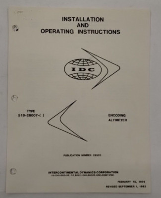 IDC 518-28007-( ) Encoding Altimeters Installation & Operating Instructions-Orig