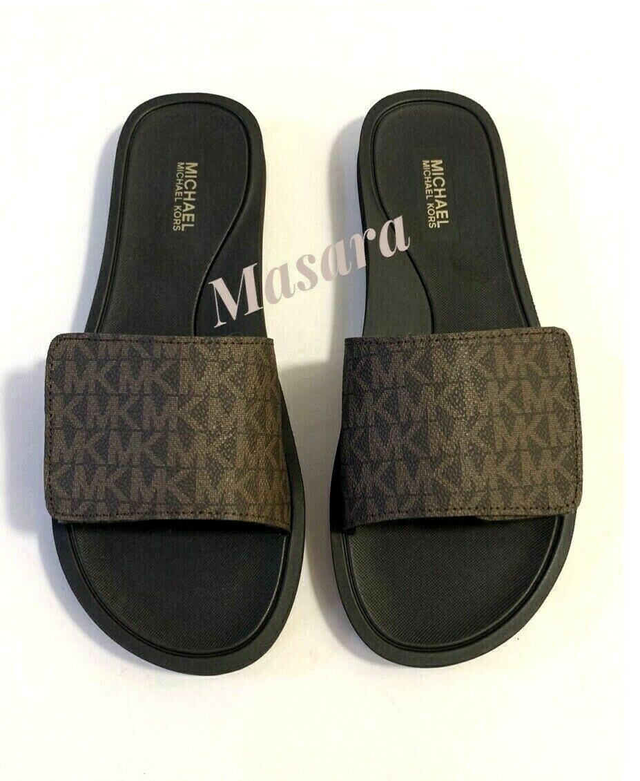 Women MK Michael Kors Wade MK Logo Slide Sandals Mini MK