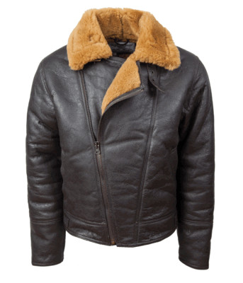 Black RAF Aviator Men's B4 Sheepskin Real Shearling Leather Flight Bomber Jacket