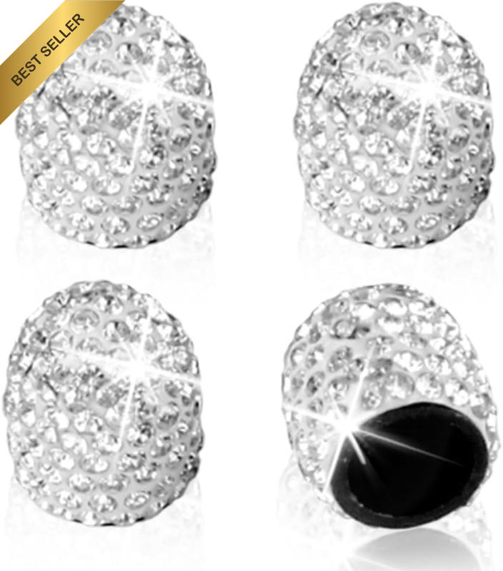 4PCS Crystal Rhinestone Tire Valve Caps, Dustproof Tire Valve Stem Caps, Handmad