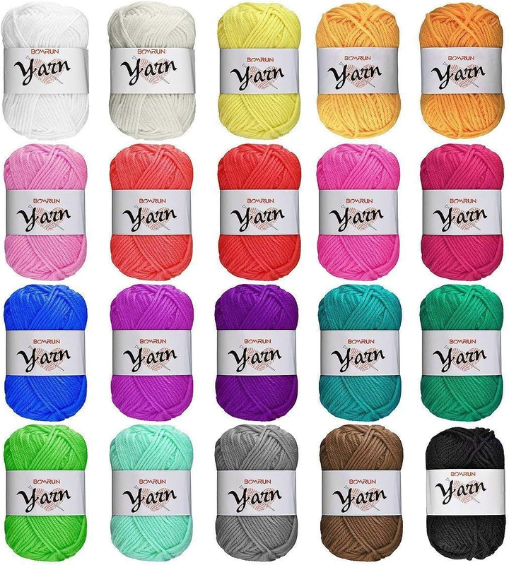 20-Pack Mini Skeins Yarn Assorted Colors 25G Each