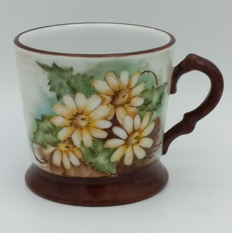 Antique Shaving Mug Initial F Z.S. & Co Bavaria 1922 Daisy Floral Hand Painted