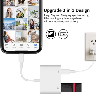 【2 in 1 8-PIN】 to USB 3.0 OTG Adapter for iPhone Connect USB Flash Drive,Camera
