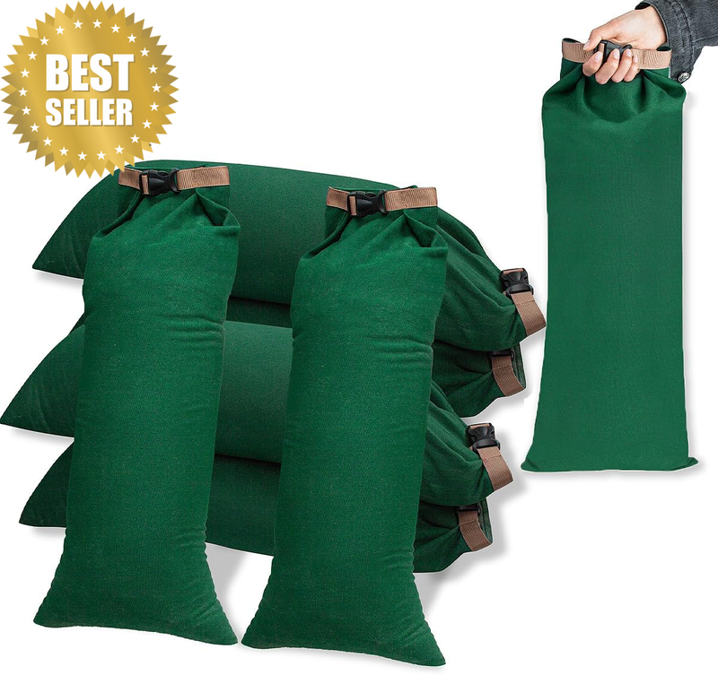 6 Pack Flood Water Barrier Sand Bags,Thickened Long Canvas Flood Protection Sand