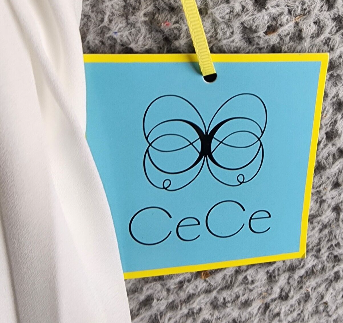 CeCe Pleated Scallop-Trim Button-Up Dress Women's S New Ivory Button Closure~ - Picture 7 of 13