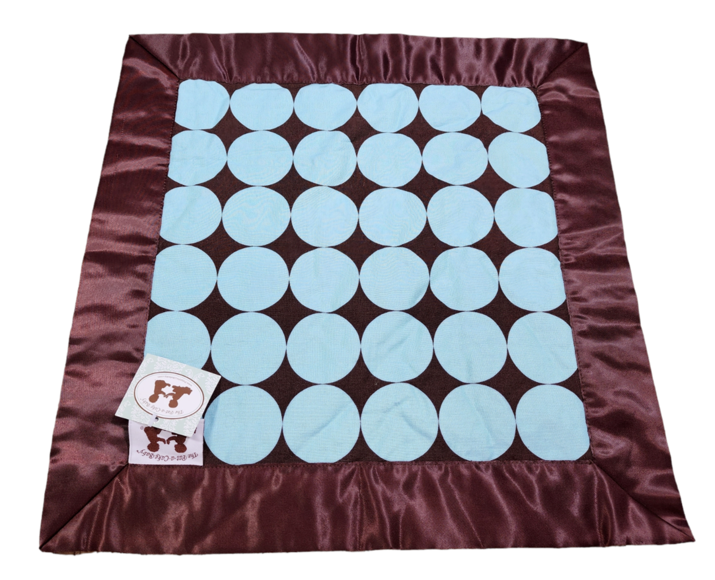 The Pat A Cake Baby NWT HTF Lovey Security Blanket Plush Minky Dot Brown Blue