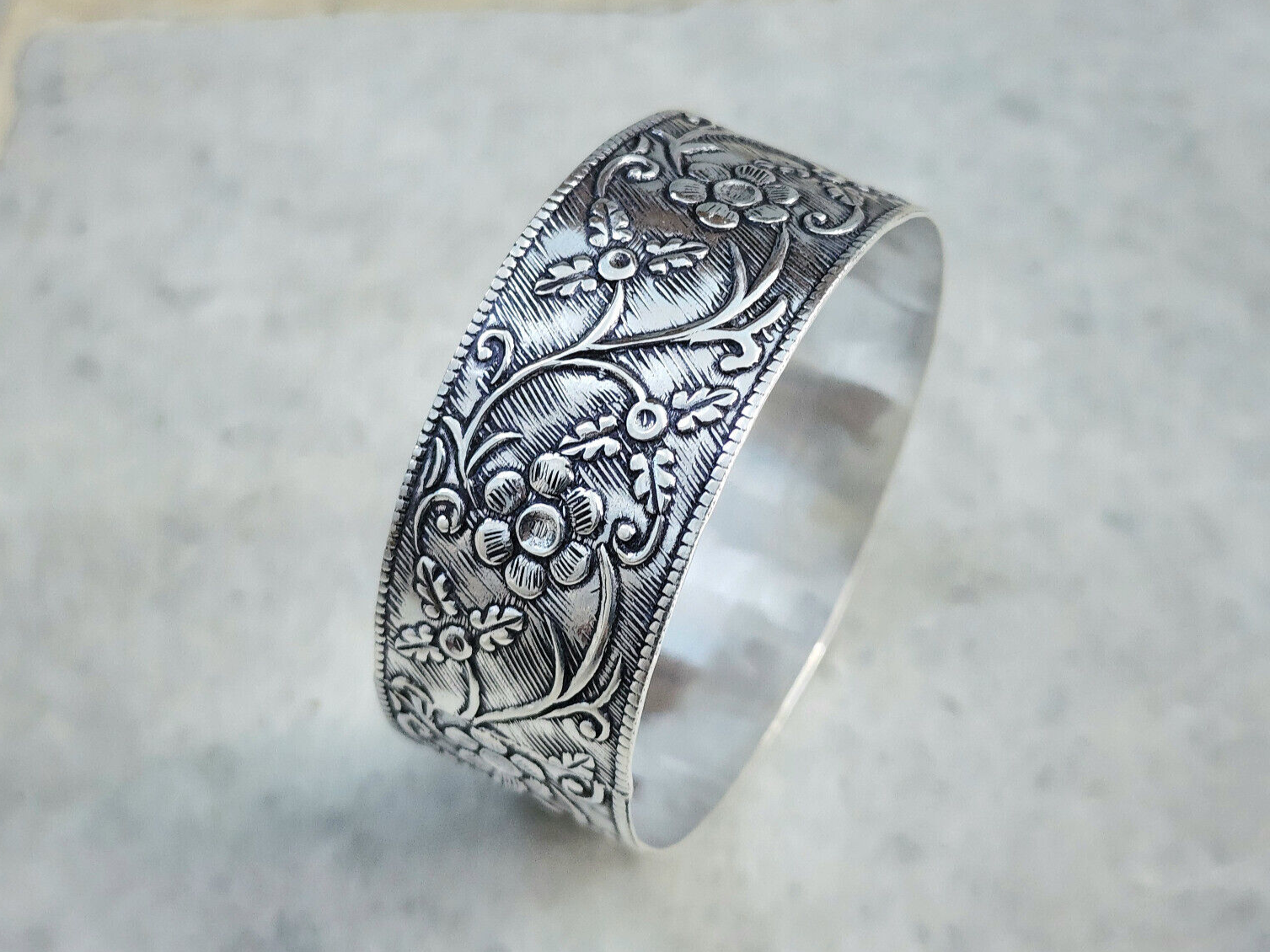 アクセサリー Vintage Silver Heavy Wide Bangle 925 Vintage Thick Solid .925 Sterling Silver Bangle Bracelet | eBay