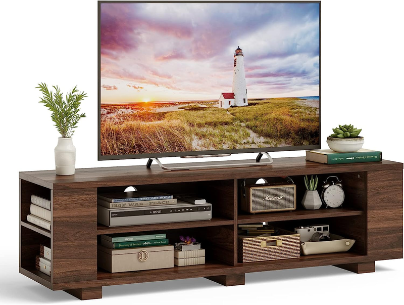 Tangkula Wood TV Stand for Tvs up to 65 Inch Flat Screen, Modern Entertainment C