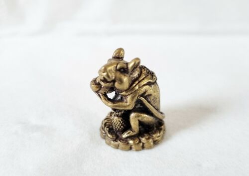 Rat Mouse Animal Musika Statue Get Gold Ornament Brass Lucky Mini Ganesh Vehicle