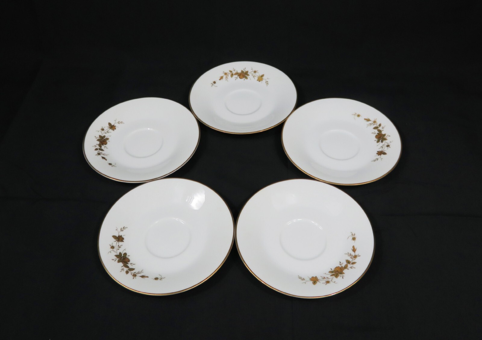 Vintage Noritake Ninon Pattern 6609 Set 5 Saucers Gold Roses