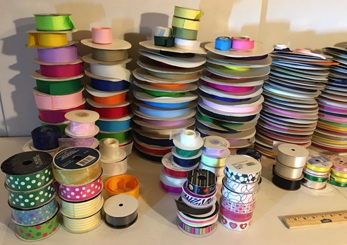 Lot  257 Spools of Assorted Colors, Sizes and Texture of Craft Ribbons, hairbows
