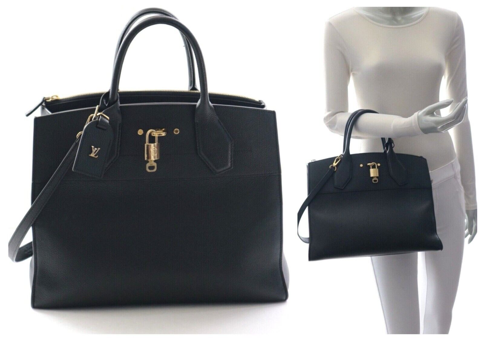 Louis Vuitton City Steamer Handbag Leather MM Black | eBay Louis Vuitton City Steamer Handbag Leather MM Black | eBay