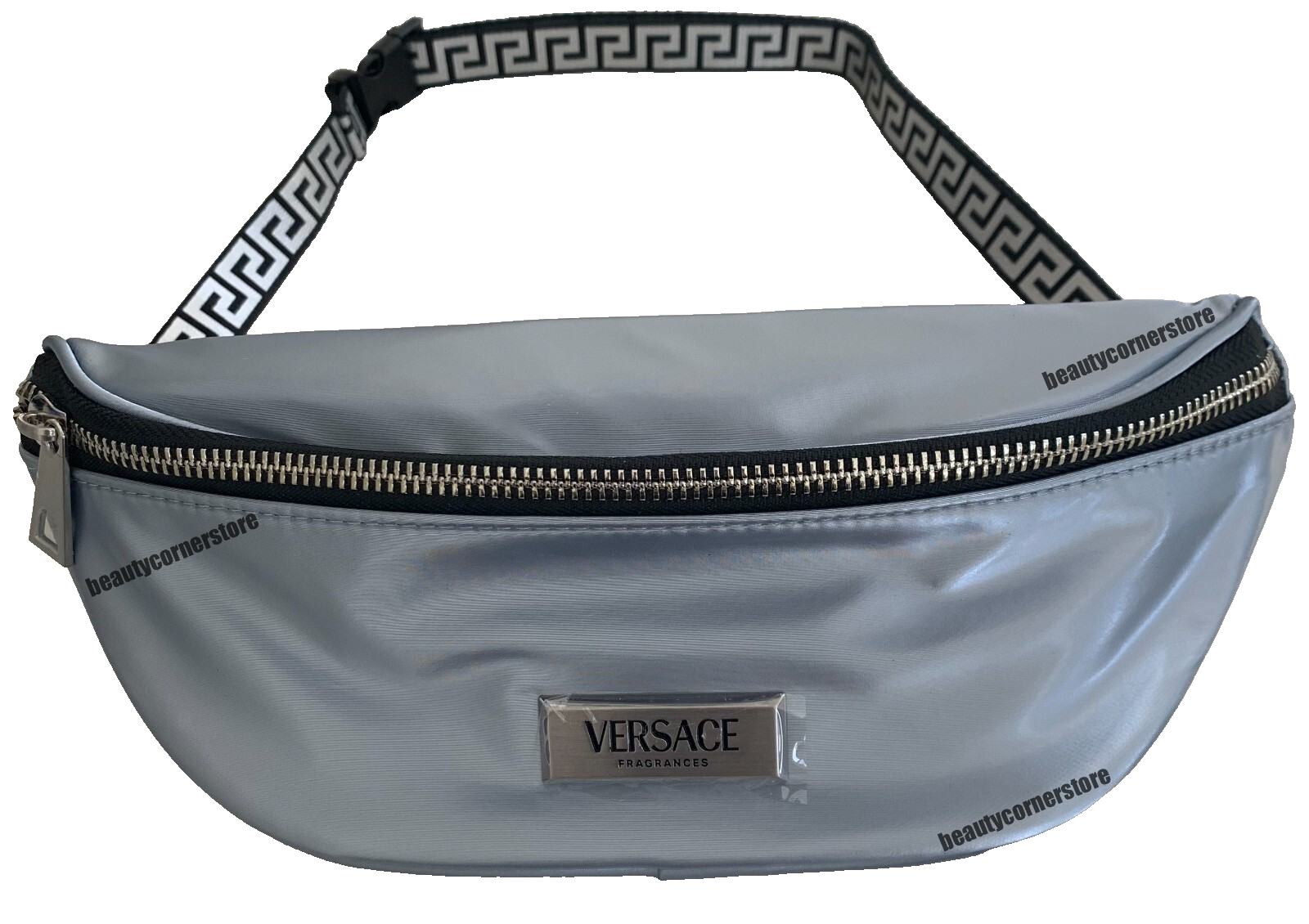 Versace Fragrances Silver Belt Bag Travel Pouch Fanny Pack + Dust