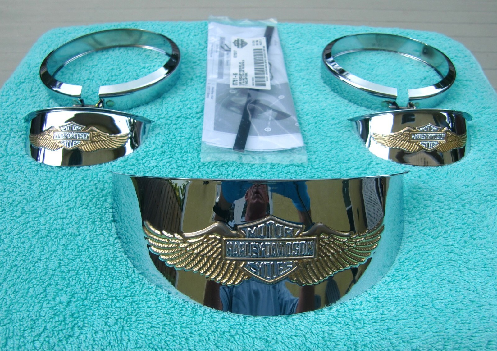 Vintage Harley Davidson Headlight & Passing Light Visors 1997 Road