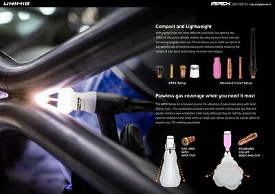 UNIMIG Apex Tig Torch Gun 9/17/18/26 Consumable Kit Gas Lens Cup Welding U42009