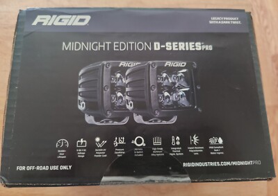 RIGID 202213BLK Pair of Midnight Edition Pro LED Lights D-Series Dually Spot PRO
