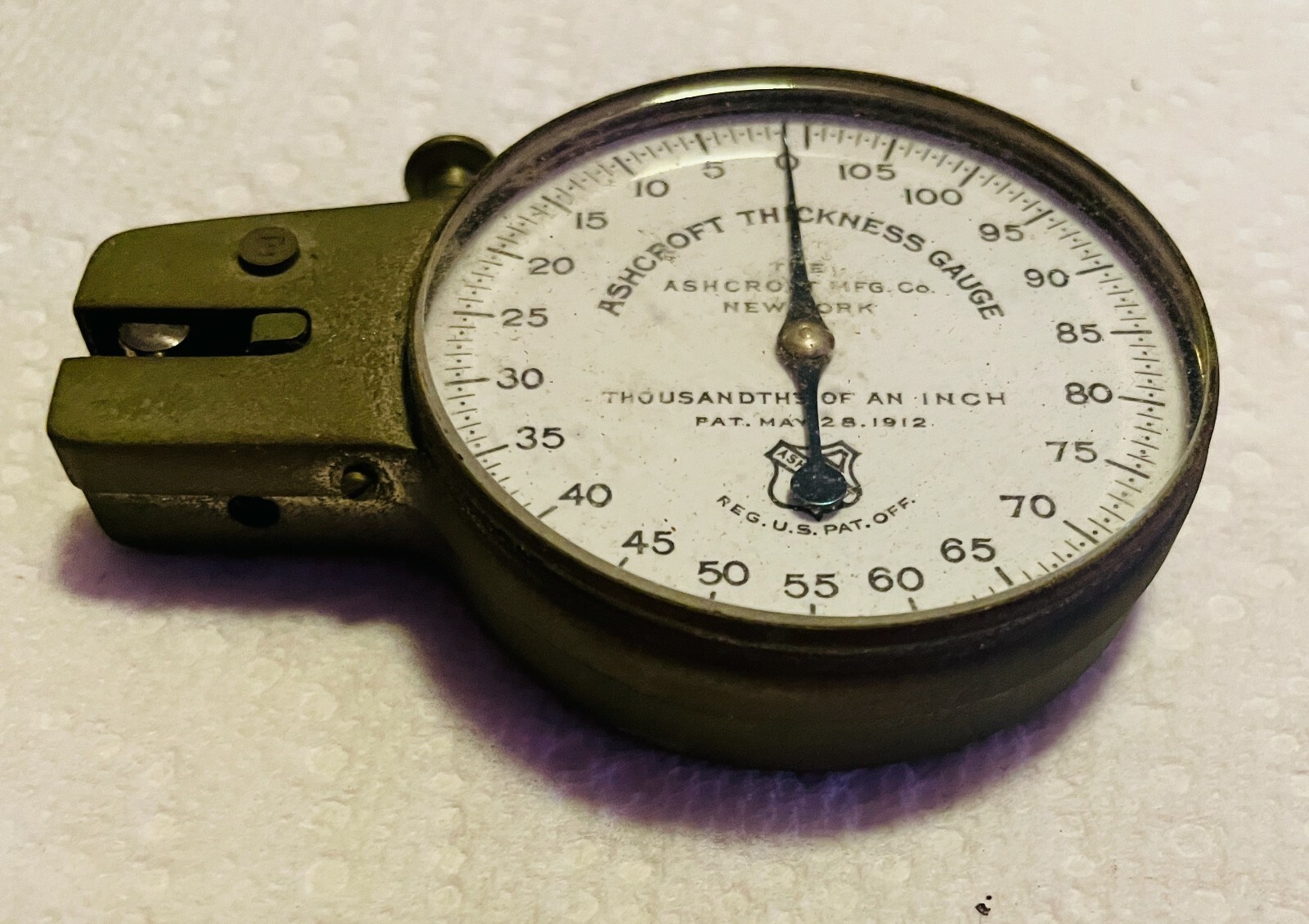 Vintage ASHCROFT Paper Tester Dial Thickness Gauge Test Meter Paper US 1912