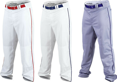 Rawlings BP350MRP Relaxed Fit Baseball Pants Youth/Adult:White/Grey w/ Piping 