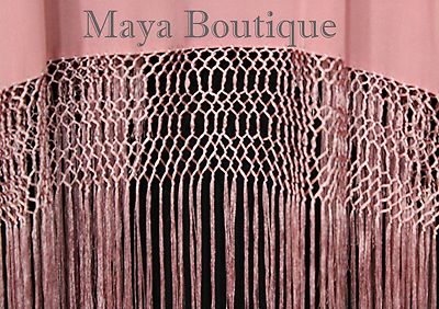 Pre-owned Maya Matazaro Embroidered Silk Fringe Jacket Kimono Strawberry Ice Multi Birds Flower Maya