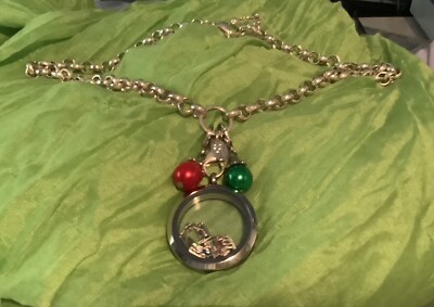 Official Origami Owl Silver Plated Necklace W Locket Charms Dangles Christmas 