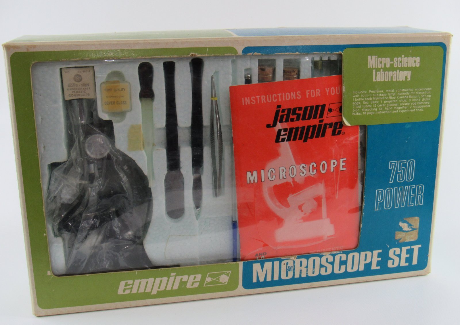 Jason Empire Vintage Microscope Set 750 Power Model 642B With Accessories