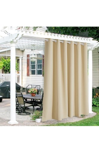 RYB HOME Outdoor Curtains for Patio - Waterproof Blackout Solar Curtains 84Wx95L