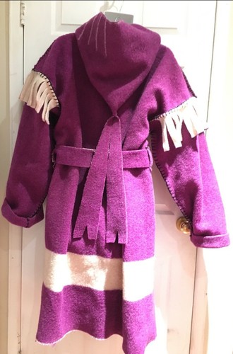 XL HUDSON BAY WOOL CORONATION BLANKET CAPOTE COAT JACKET HUDSON'S PURPLE POINT