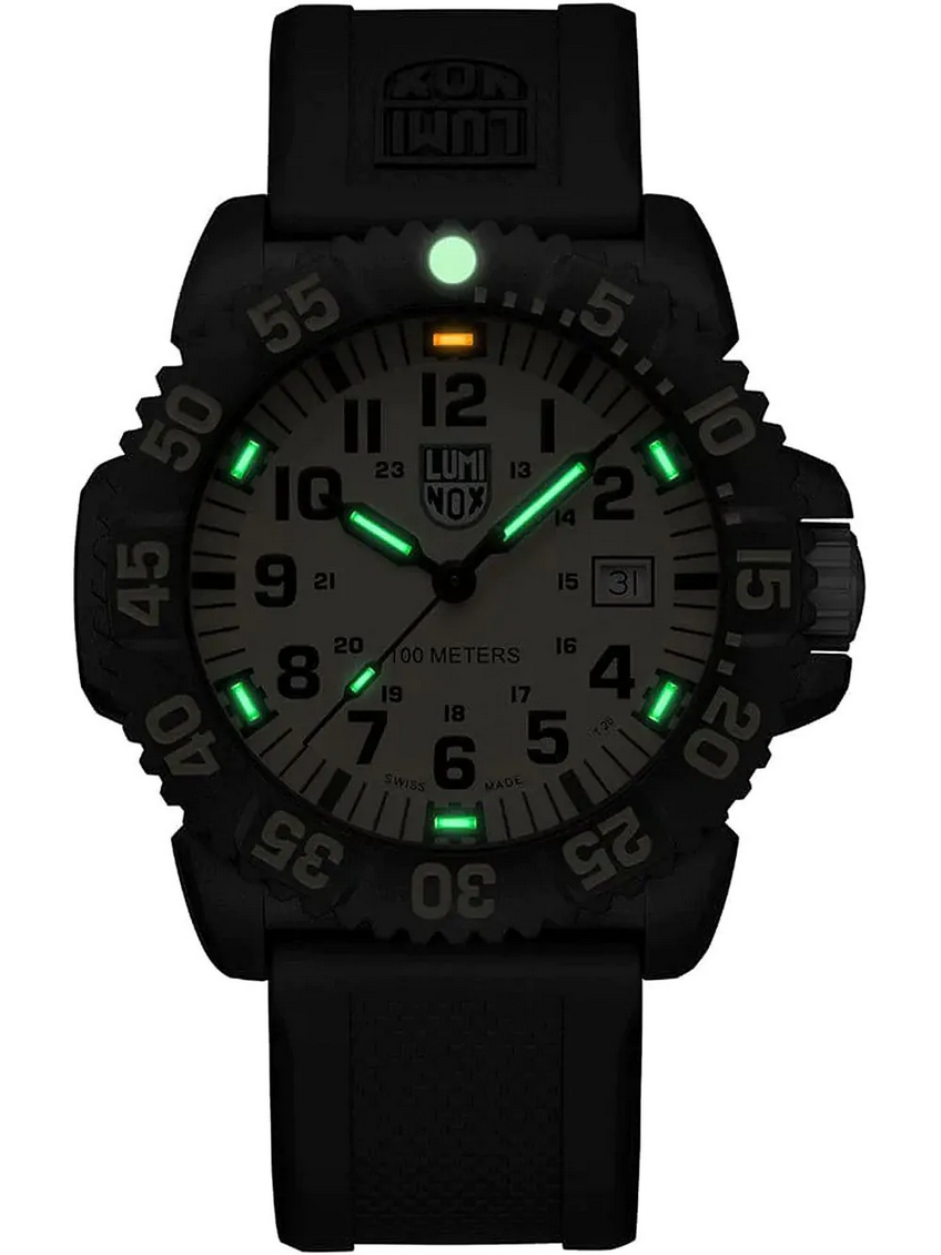 Pre-owned Luminox Sea Lion Date Indicator X2.2055.1 Men's Military Yellow Dial Watch