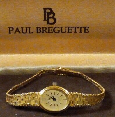 Vintage 14K Paul Breguette Ladies Wrist Watch 14K Tapered Band